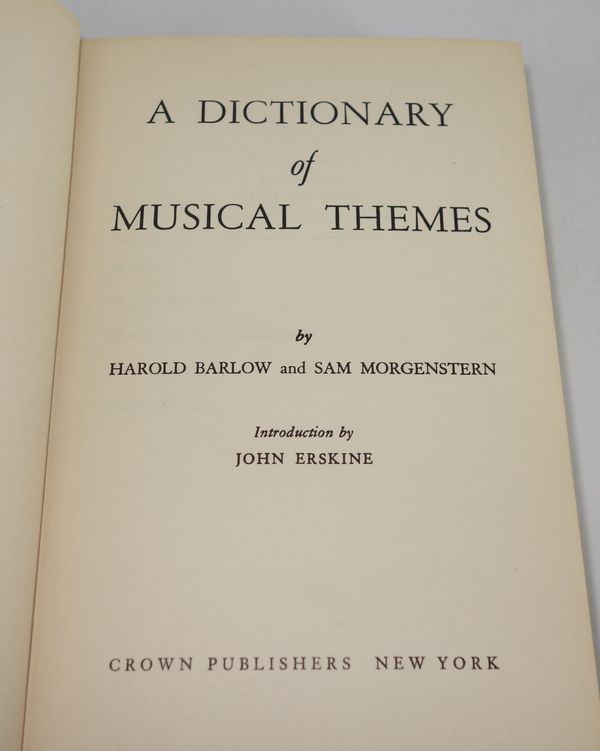 A Dictionary of Musical Themes By Harold Barlow and Sam