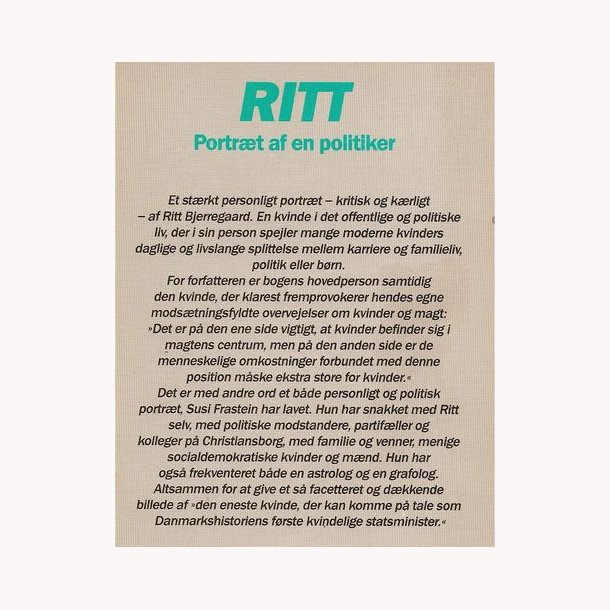 Ritt - portrt af en politiker