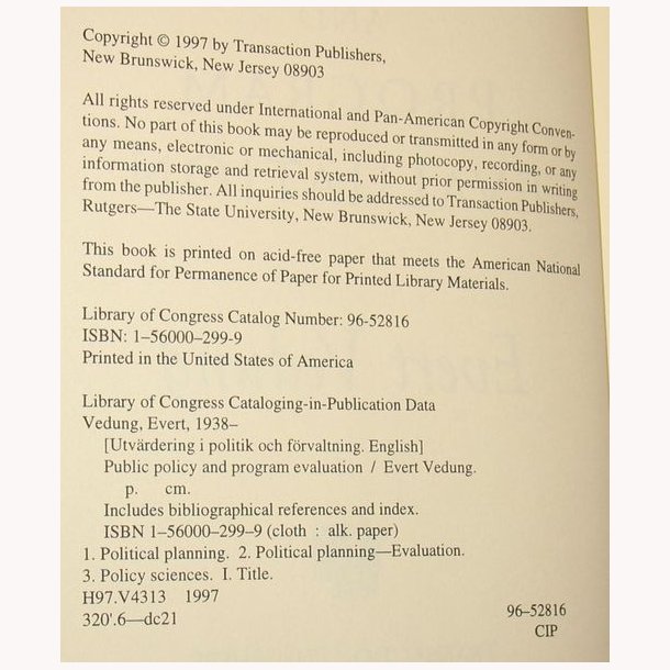 Public Policy and Program Evaluation