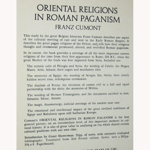 Oriental Religions in Roman Paganism