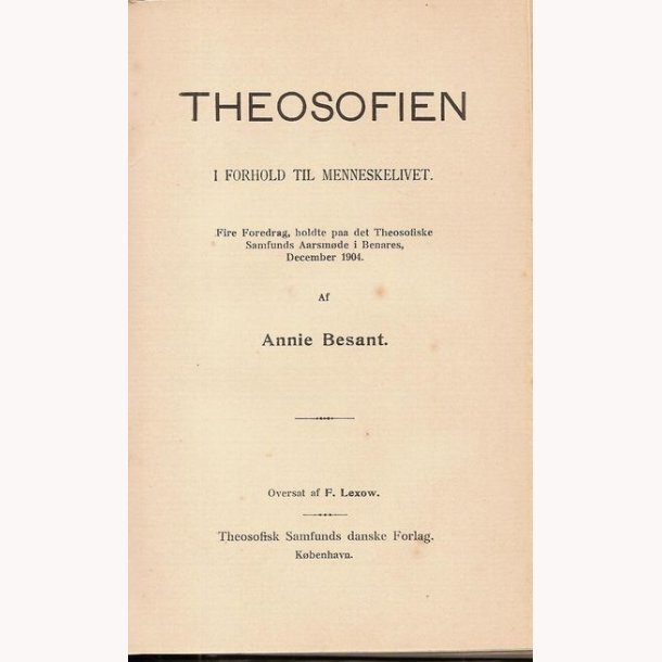 Re-inkarnation - Theosofien: Annie Besat