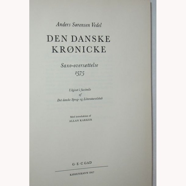 Den Danske Krnicke Saxo-oversttelse 1575