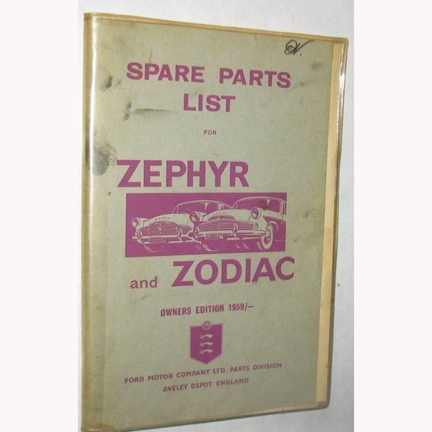 Spare Parts List for Zephyr and Zodiac