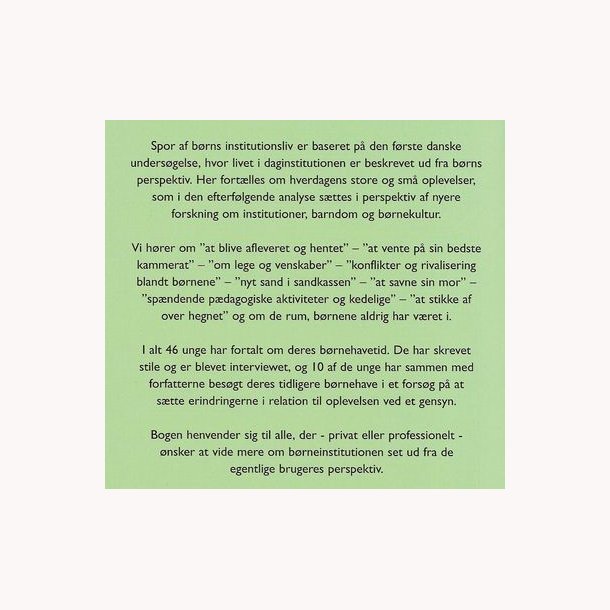 Spor af brns institutionsliv
