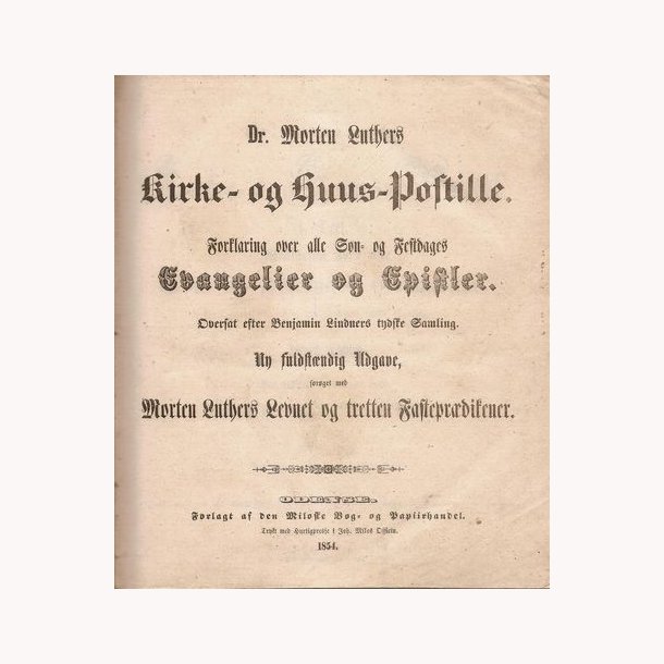 Kirke= og Huus= Postille 1854