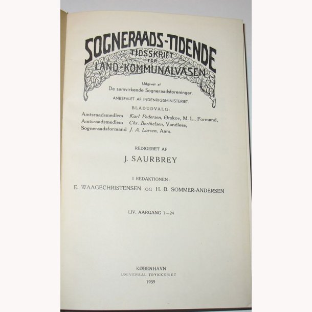 Sogneraads-Tidende 1938-1939