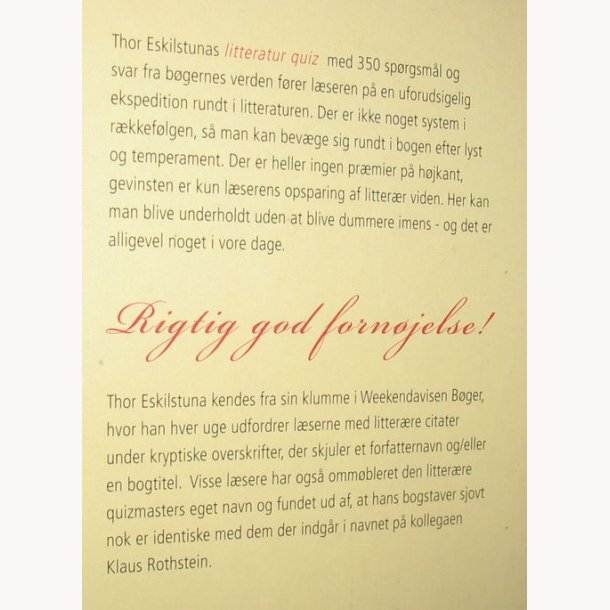 Litteratur Quiz - 350 sprgsml fra bgernes verden