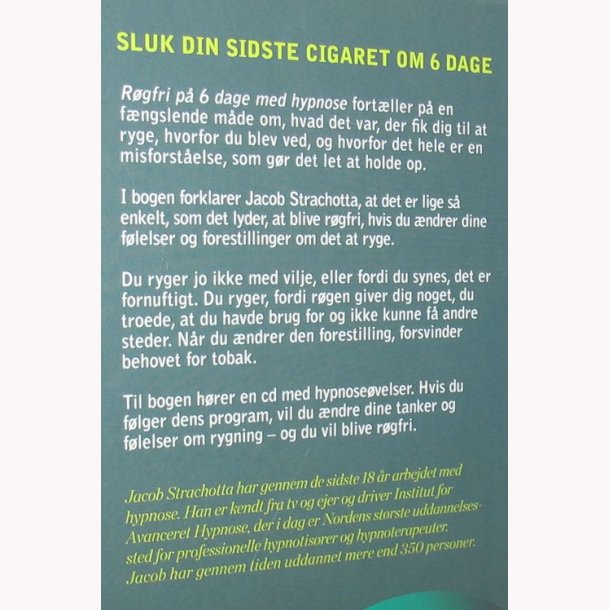 Rgfri p 6 dage med hypnose inkl. CD: Jacob Strachotta
