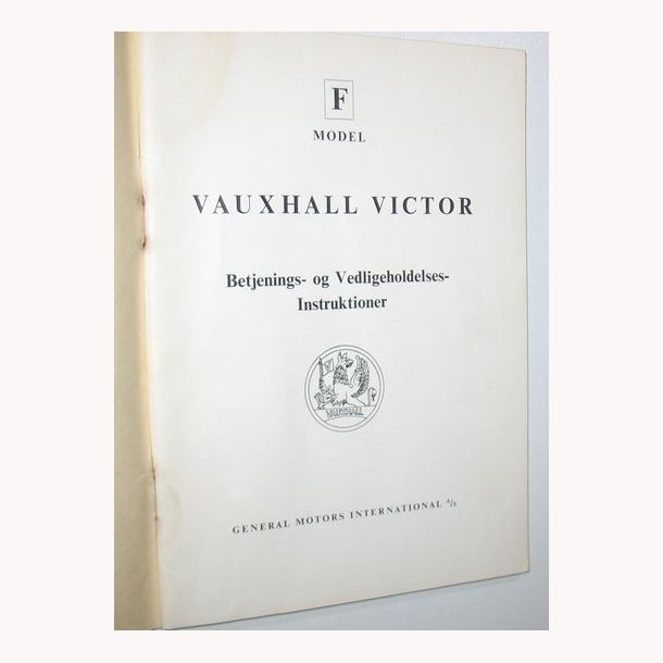 Instruktionsbog F Model Vauxhall Victor