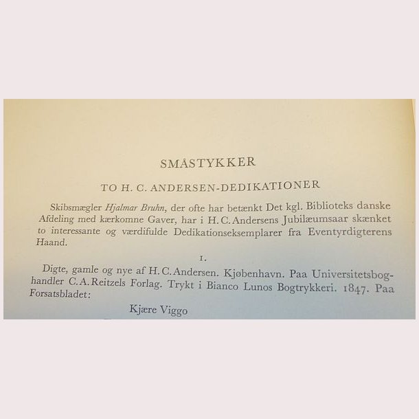Smstykker - To H.C. Andersens-Dedikationer